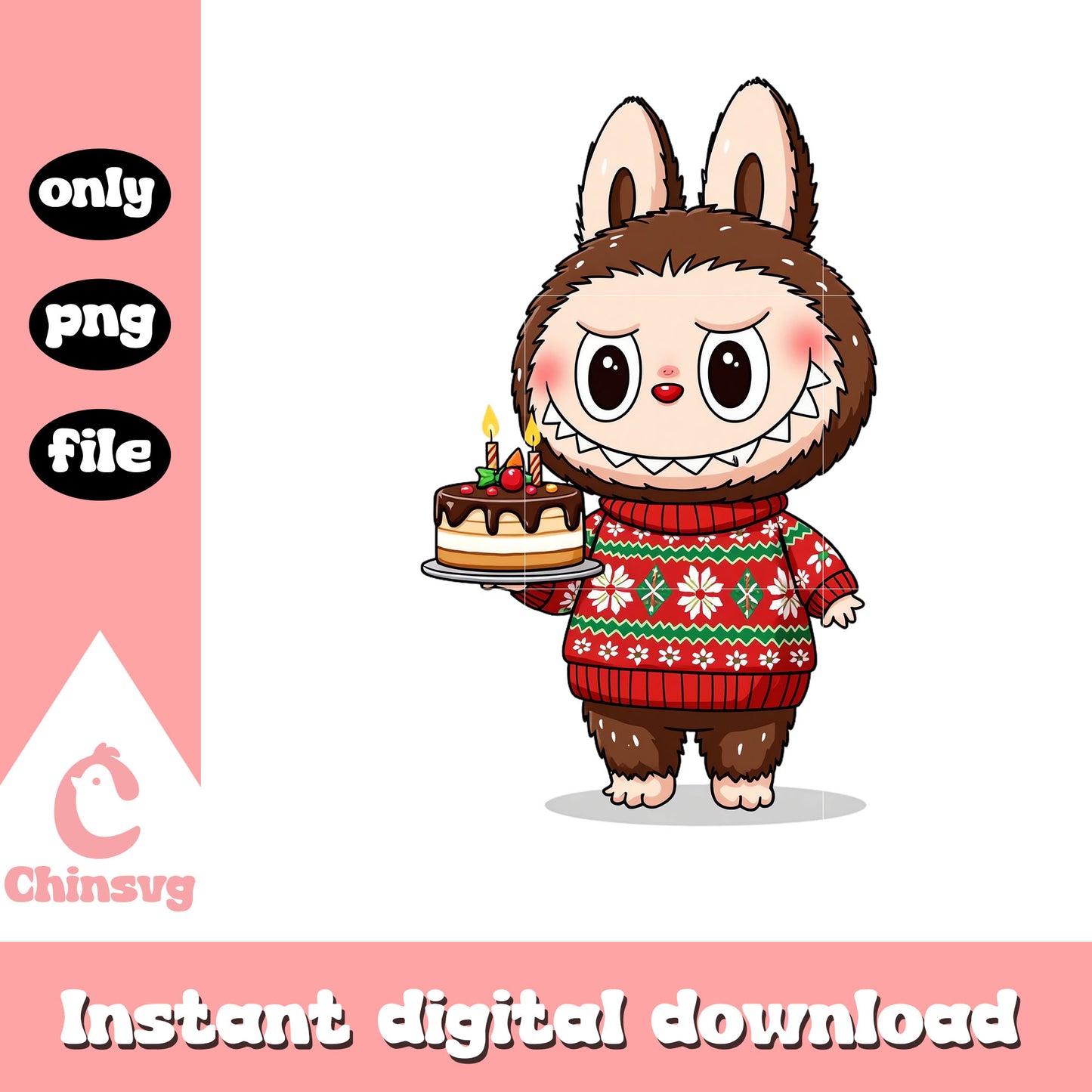 Monster labubu christmas cake png, christmas cake png