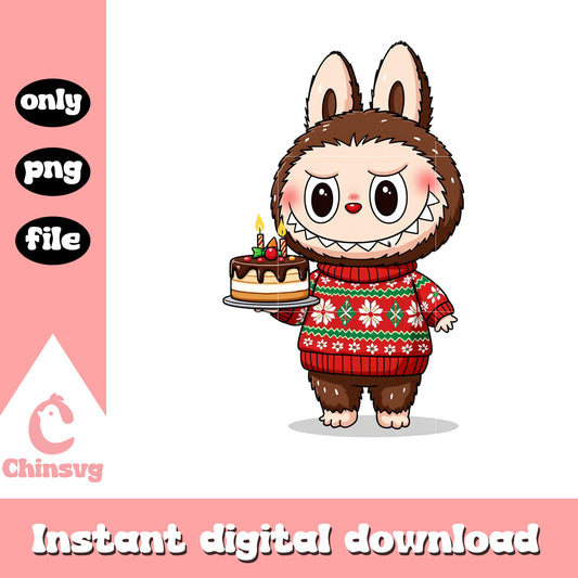 Monster labubu christmas cake png, christmas cake png