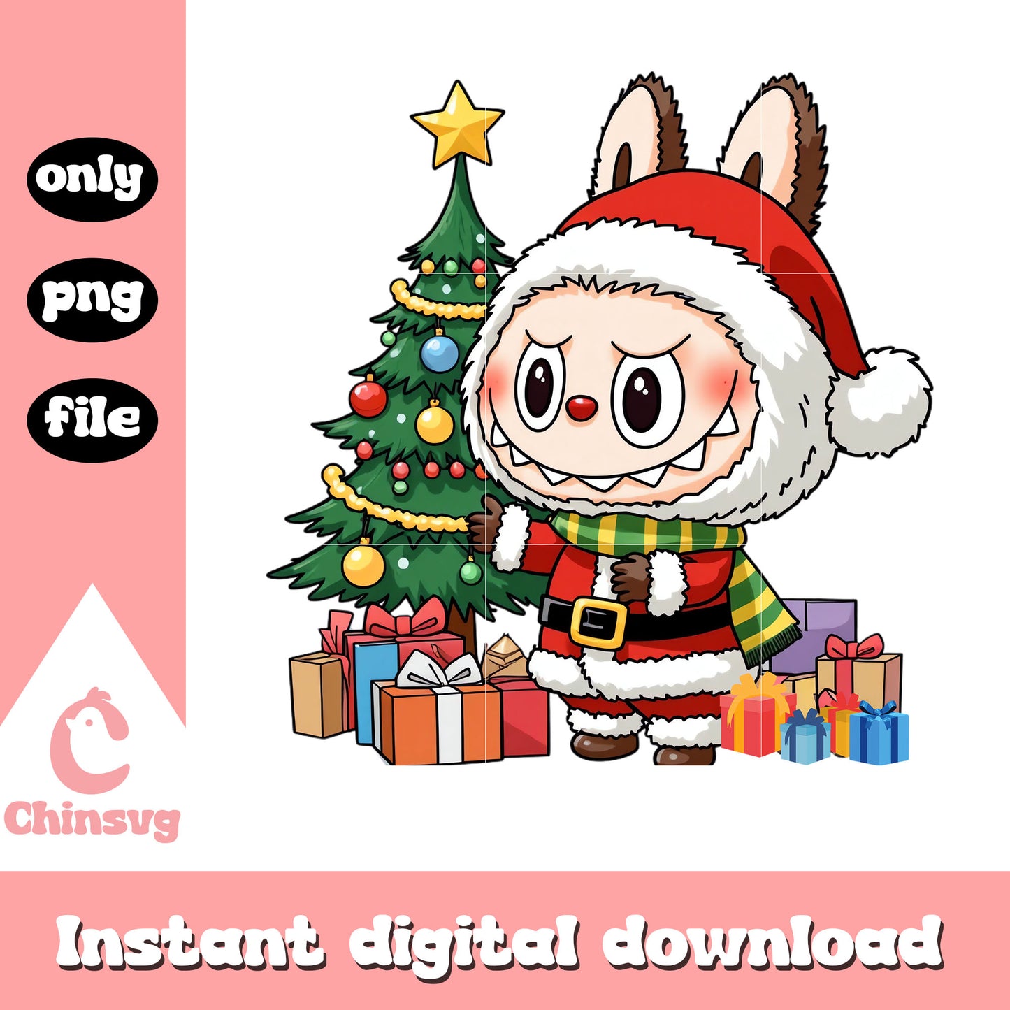 Monster labubu christmas decoration png, christmas decor png