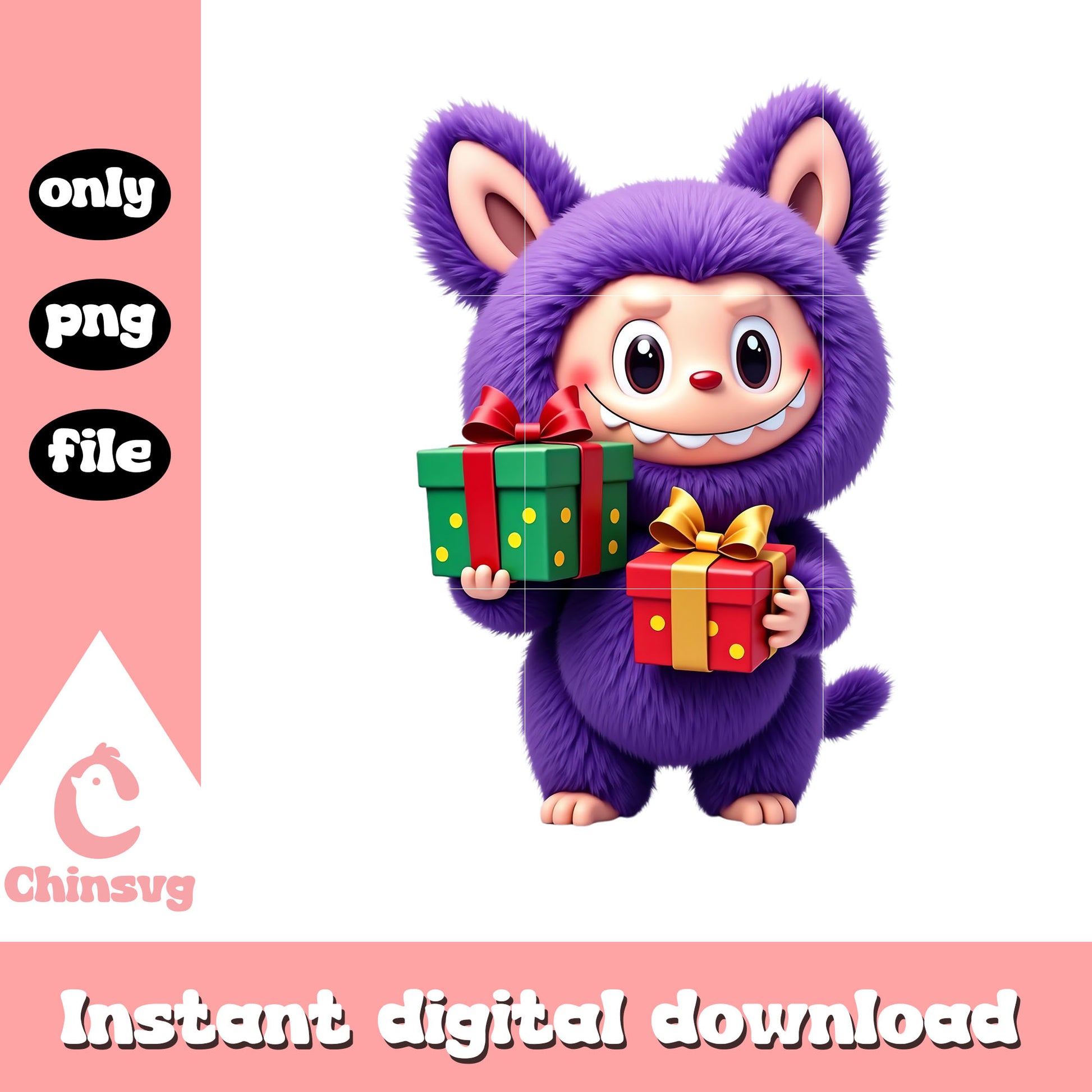 Monster labubu christmas gifts png, popmart labubu png
