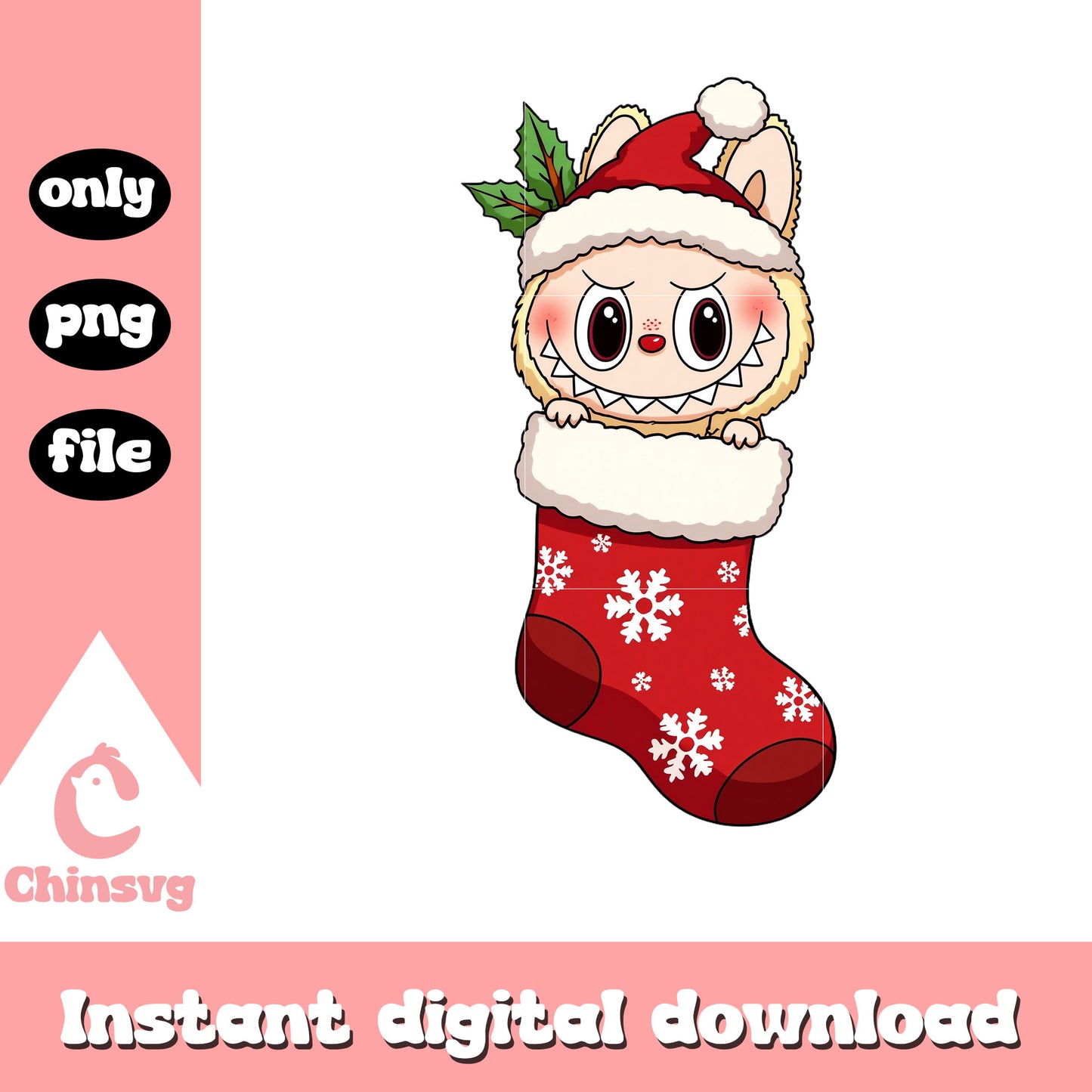 Monster labubu christmas sack png, christmas day png