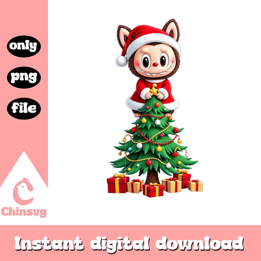 Monster labubu christmas tree png, have a seat labubu png