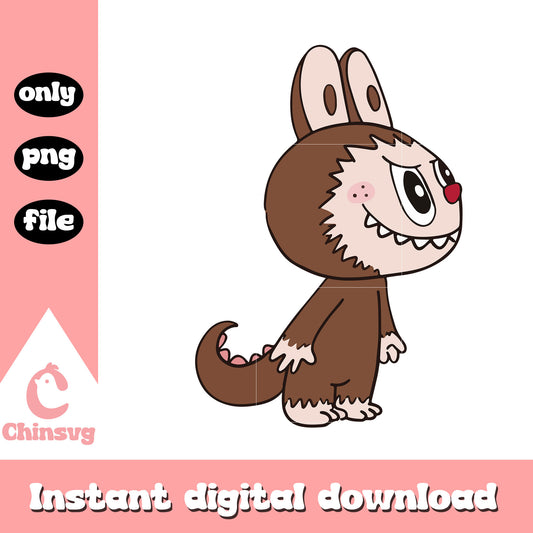 Monster labubu cute doll design png, labubu brown color png