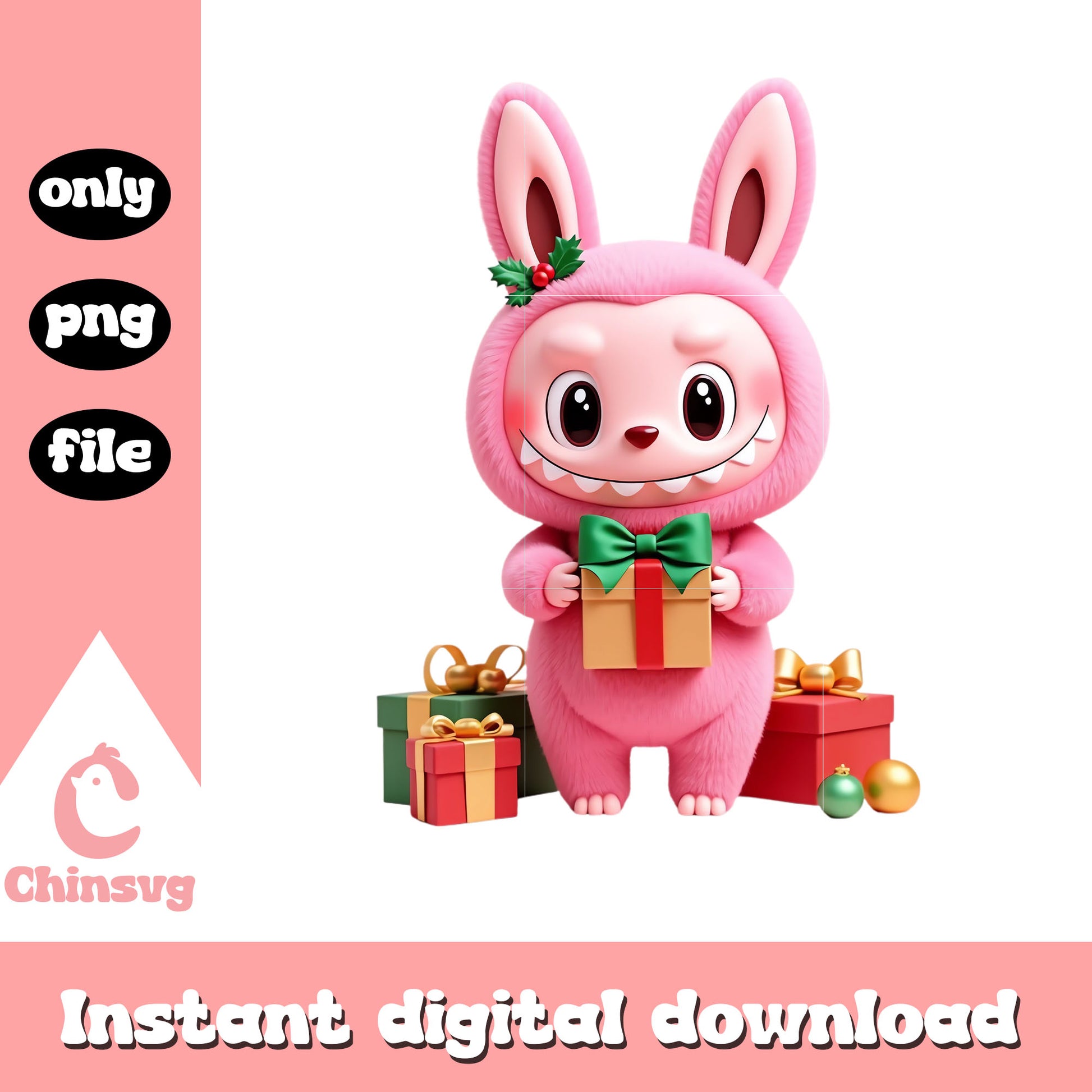 Monster labubu lychee berry christmas gift png, labubu box png