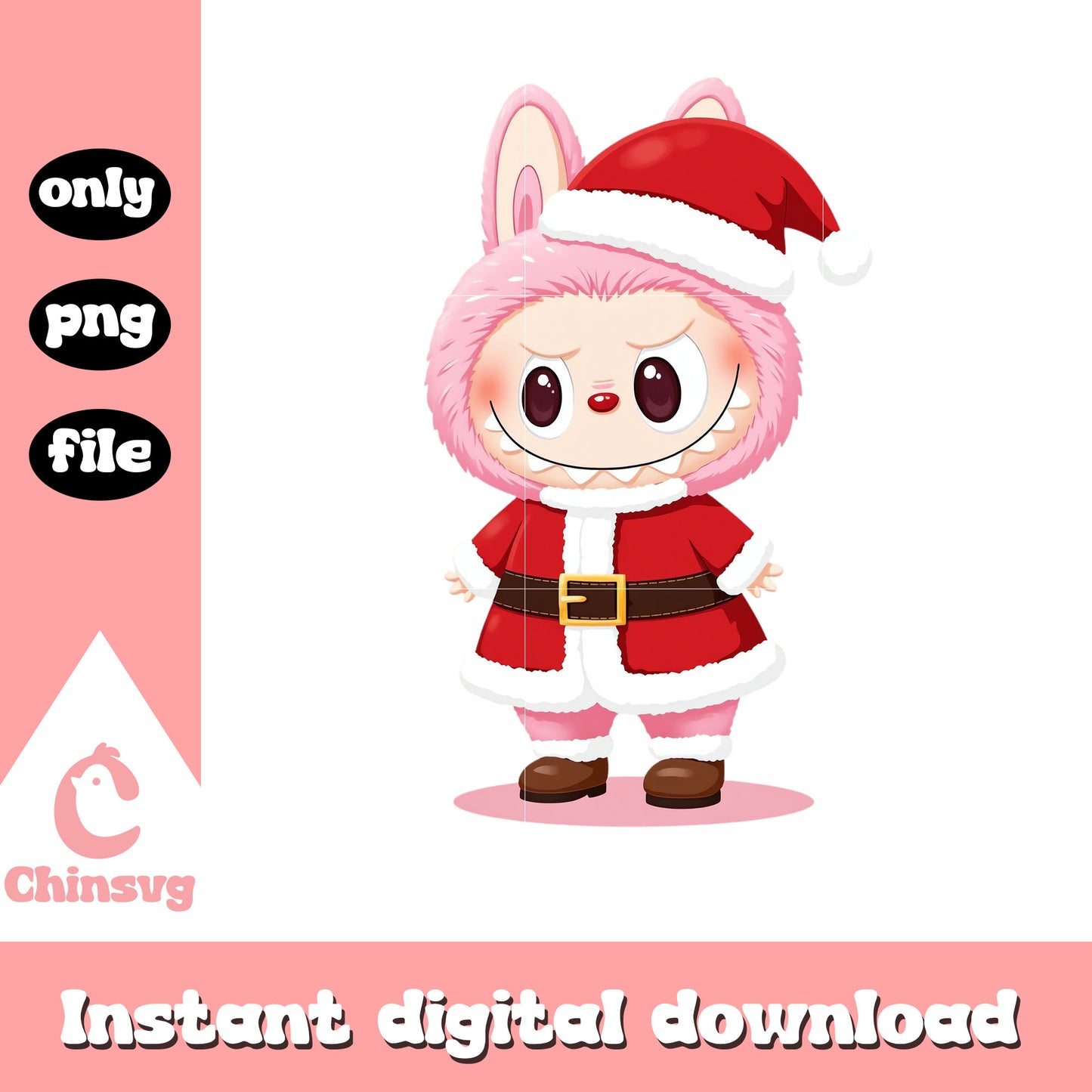 Monster labubu lychee berry png, christmas santa claus png