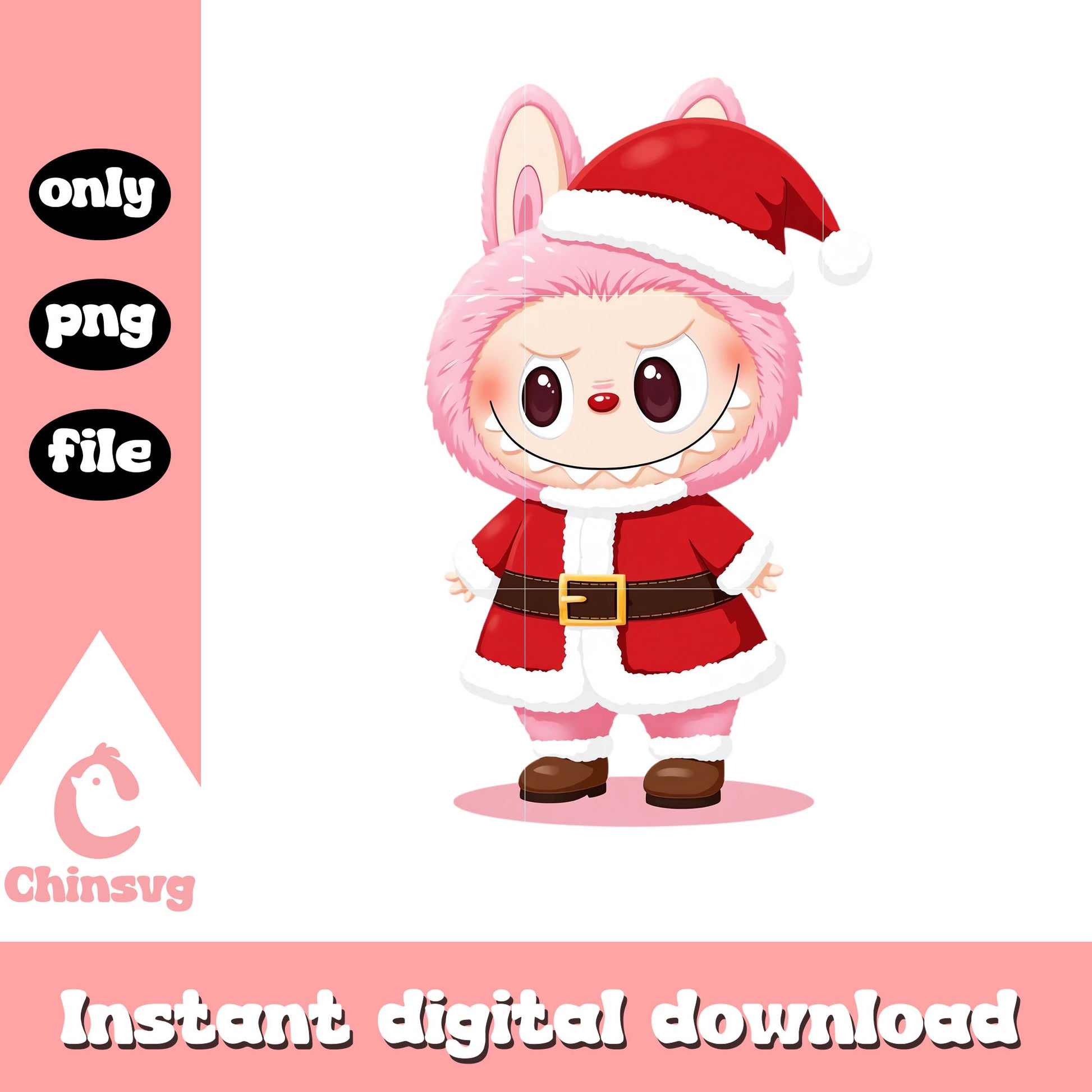 Monster labubu lychee berry png, christmas santa claus png