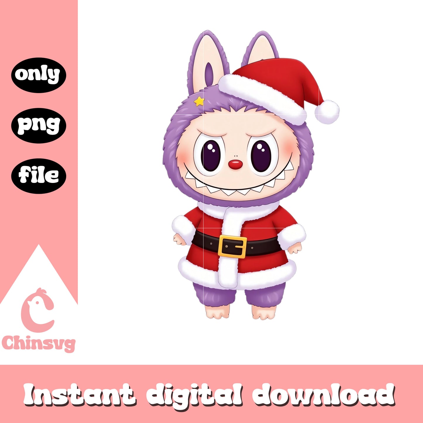 Monster labubu wear christmas outfit png, labubu box png