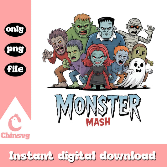 Monster mash characters cartoon design png, monster mash png