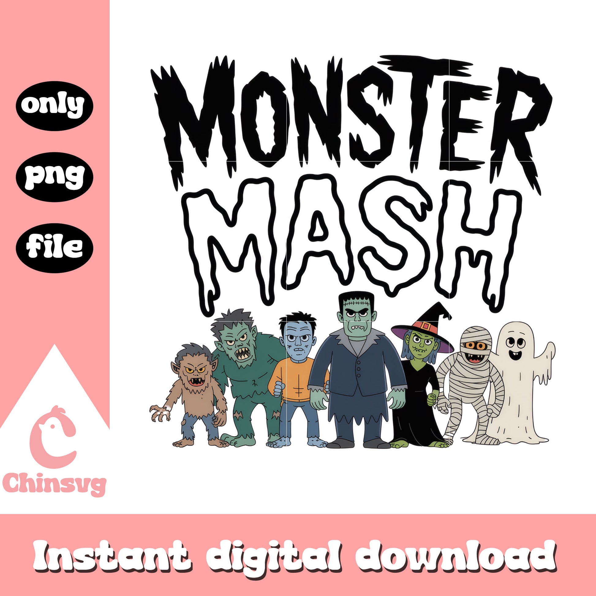 Monster mash characters clipart png, monster mash character png