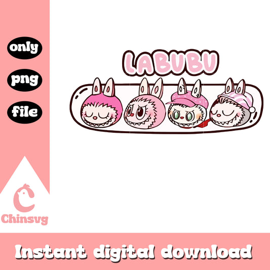 Mood lineup labubu cute doll design png, clipart labubu png
