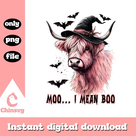 Moo i mean boo halloween cow drawing design png, halloween png