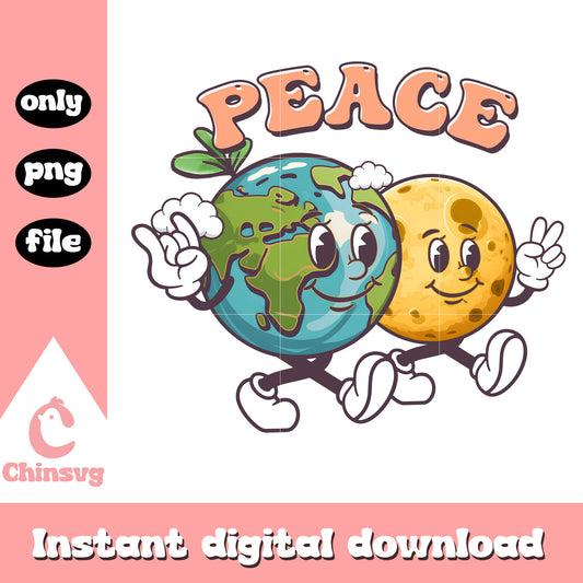 Moon and global earth peach png, earth day facts​ png, earth png