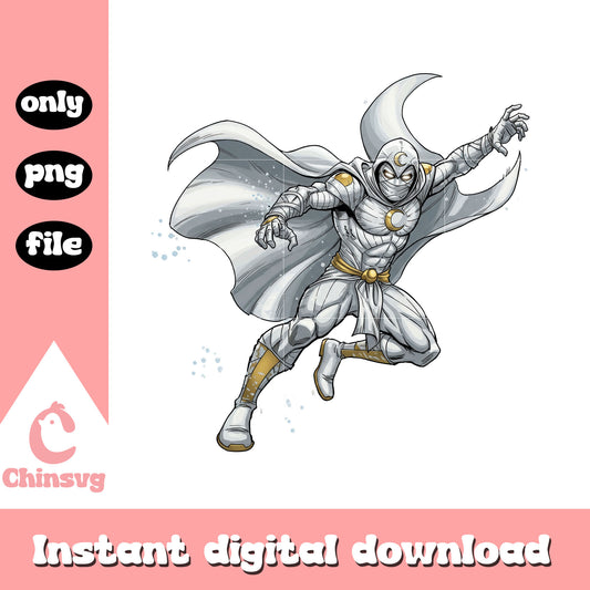 Moon knight posing splatter effect design png, moon knight png