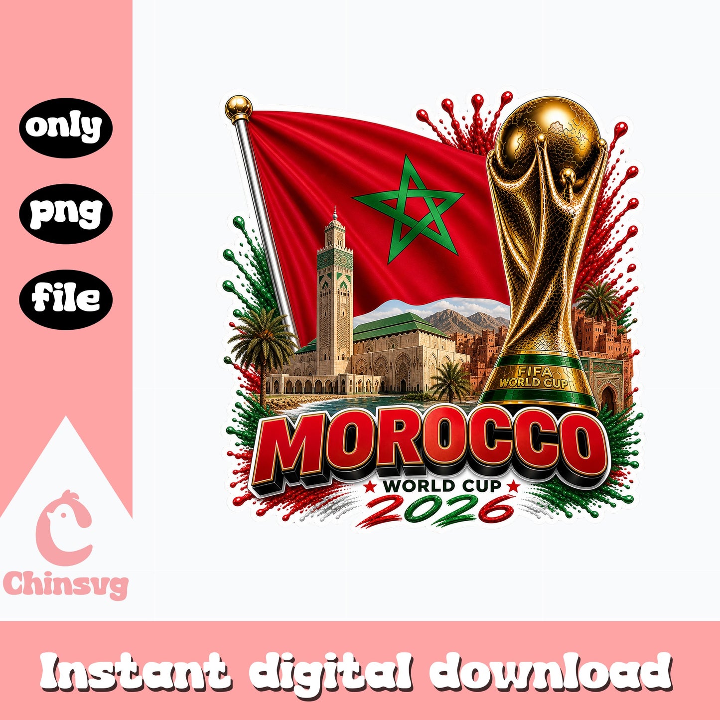 Morocco World Cup 2026 PNG, FIFA World Cup Soccer PNG, Morocco Flag PNG