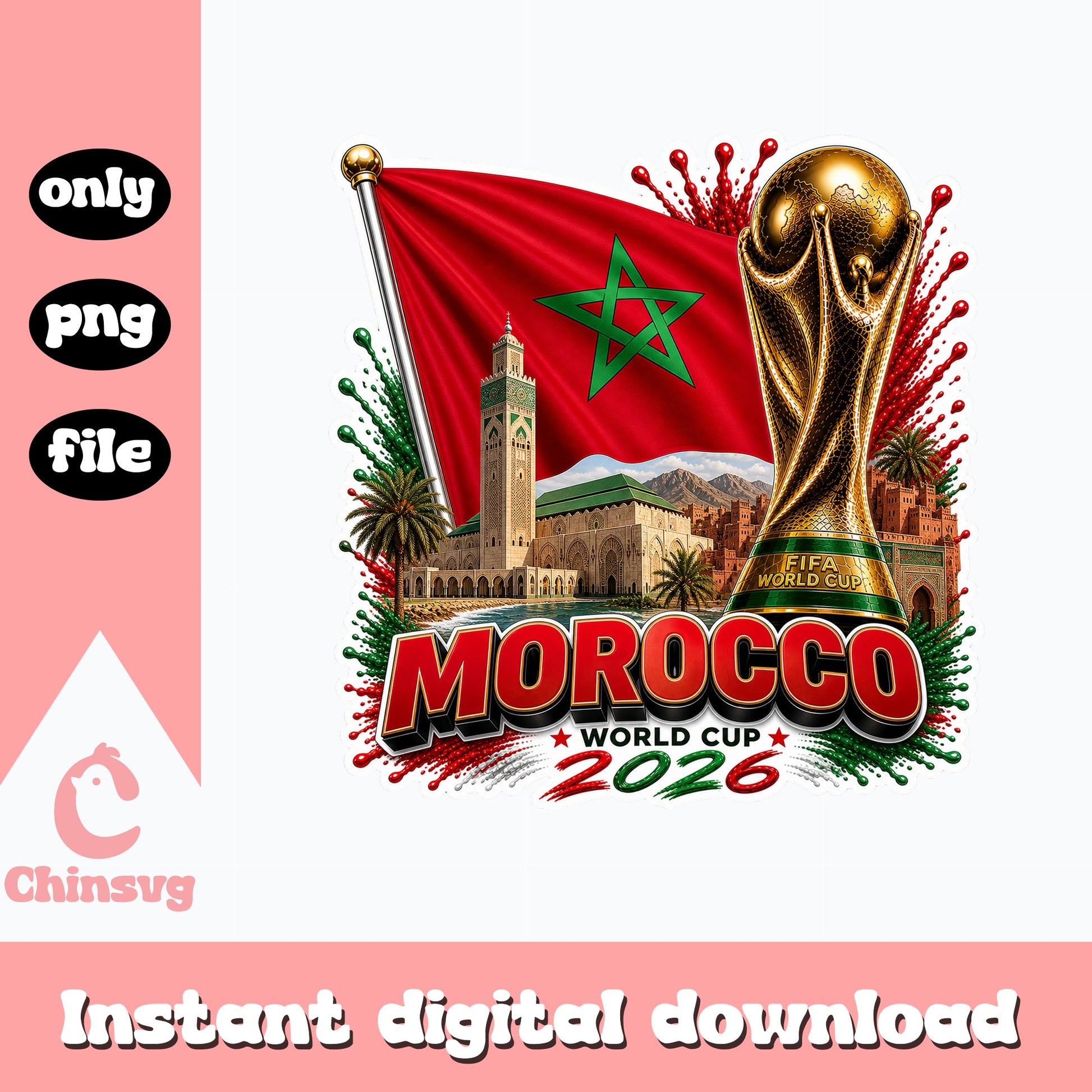 Morocco World Cup 2026 PNG, FIFA World Cup Soccer PNG, Morocco Flag PNG