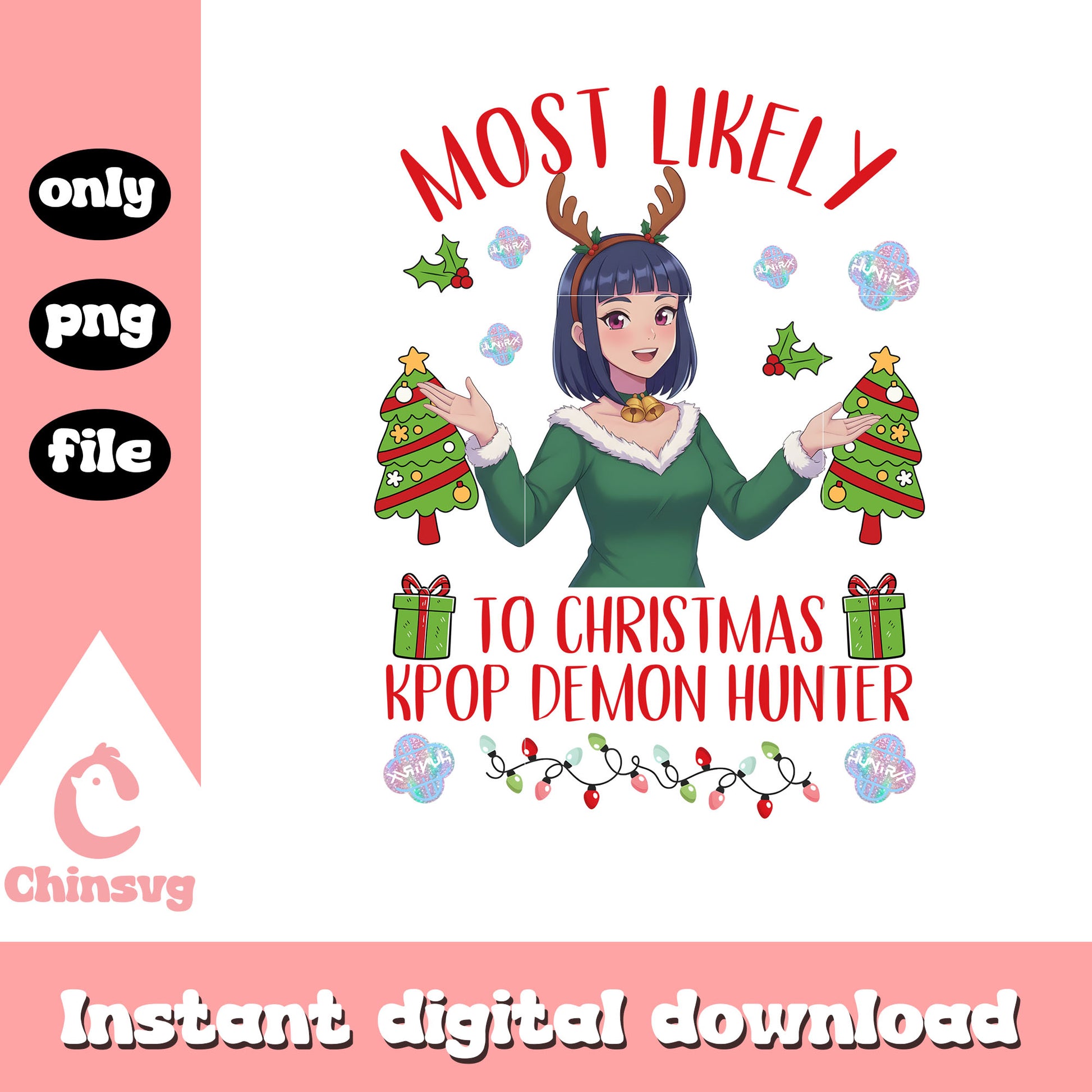 Most likely to christmas kpop demon hunters png, spirit christmas png