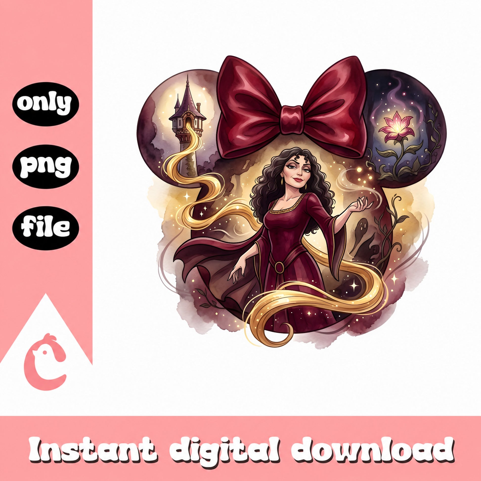 Mother Gothel Minnie Mouse Ears PNG, Tangled Villain PNG, Disney PNG