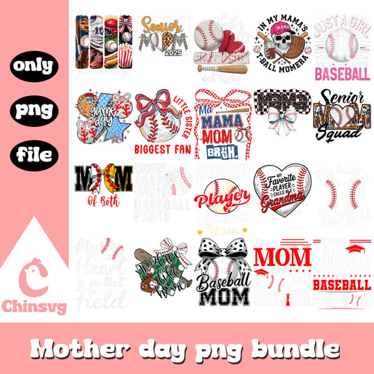 Mother day baseball costume bundle png, baseball png, mother's day png