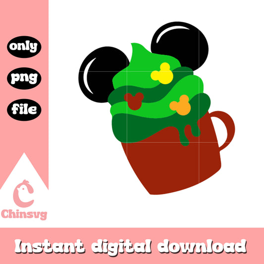 Mouse ears hot cocoa christmas png, mickey mouse christmas ears​ png