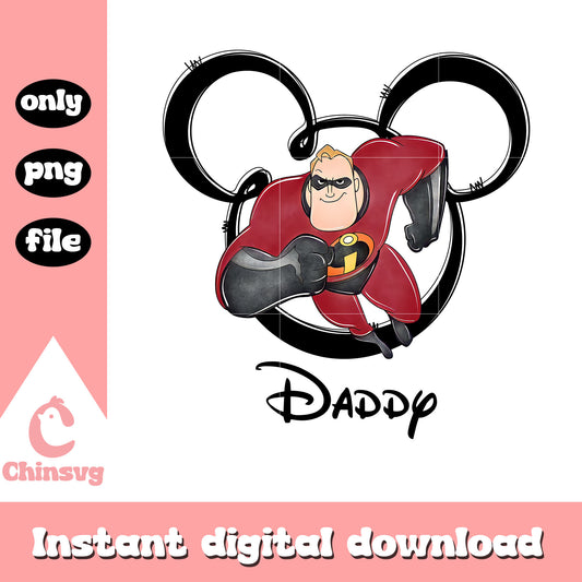 Mr. Incredible character daddy png, mickey head png, disney png
