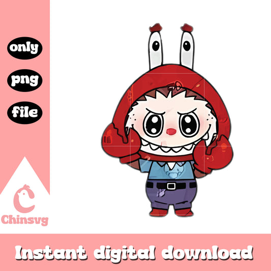 Mr. krabs labubu cute doll design png, spongebob squarepants png