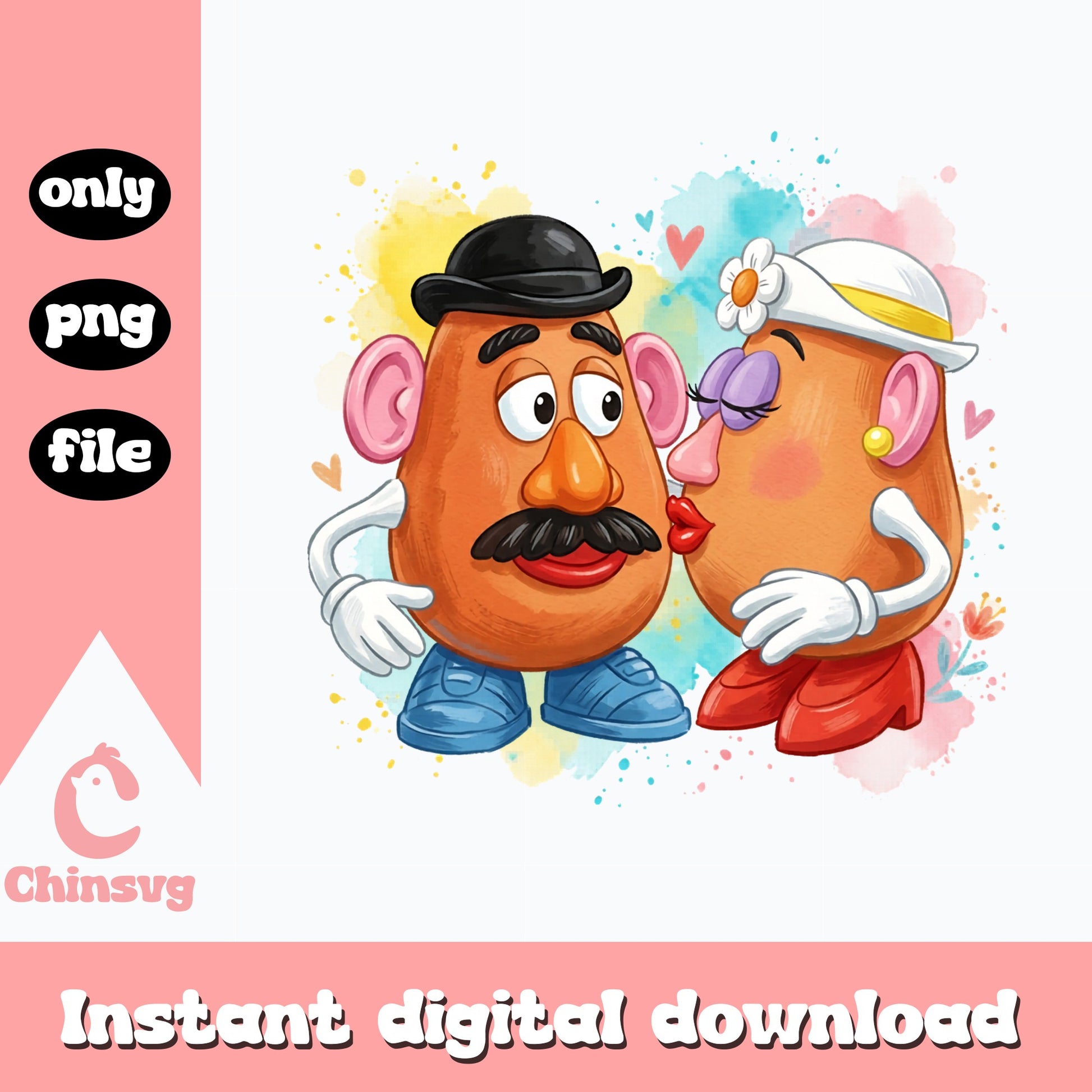 Mr And Mrs Potato Head Couple PNG, Toy Story PNG, Valentine PNG