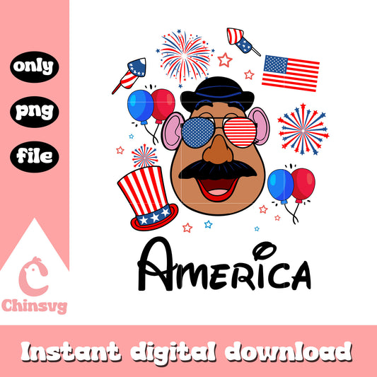 Mr potato america patriotic png, Mr potato 4th of july vibe png