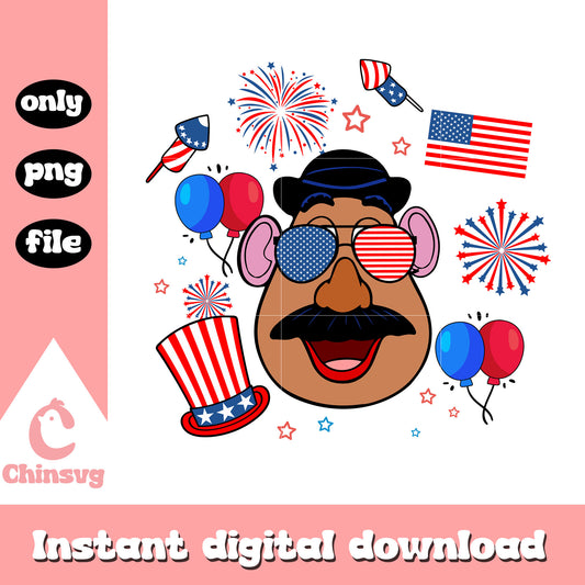 Mr potato head​ png, mr potato 4th july png, cartoon 4th july png