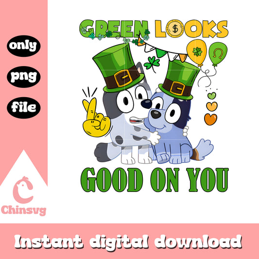 Muffin green looks good on you png, bluey cartoon png, patrick png