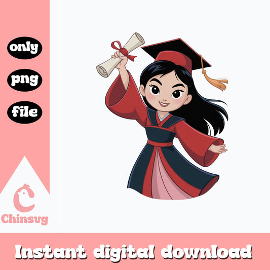 Mulan Graduation PNG, Disney Princess Graduate PNG, Diploma PNG