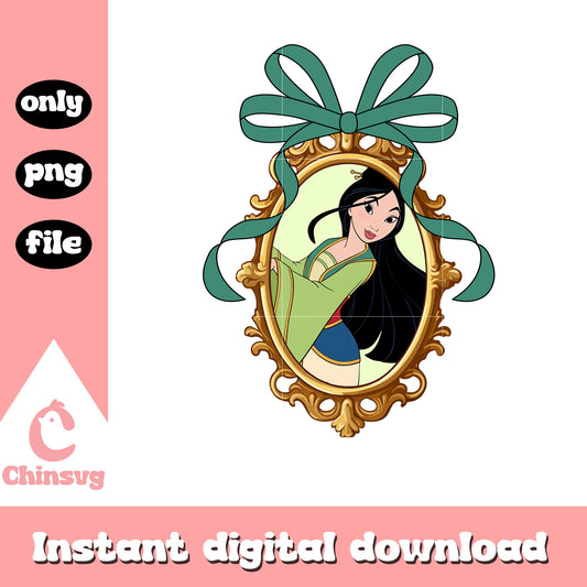 Mulan character and mirror design png, mulan png, disney png