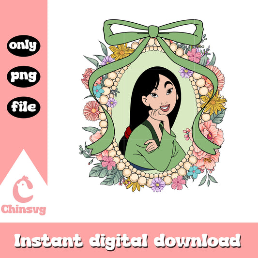 Mulan character on mirror design png, disney princesses png