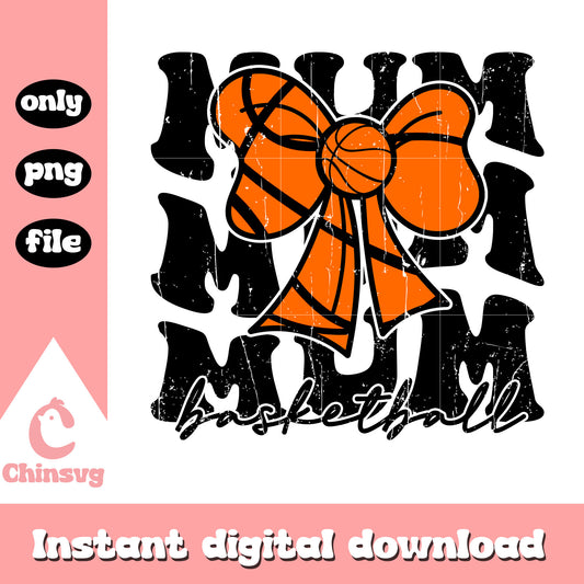 Mum basketball bow design png, basketball png, mama png