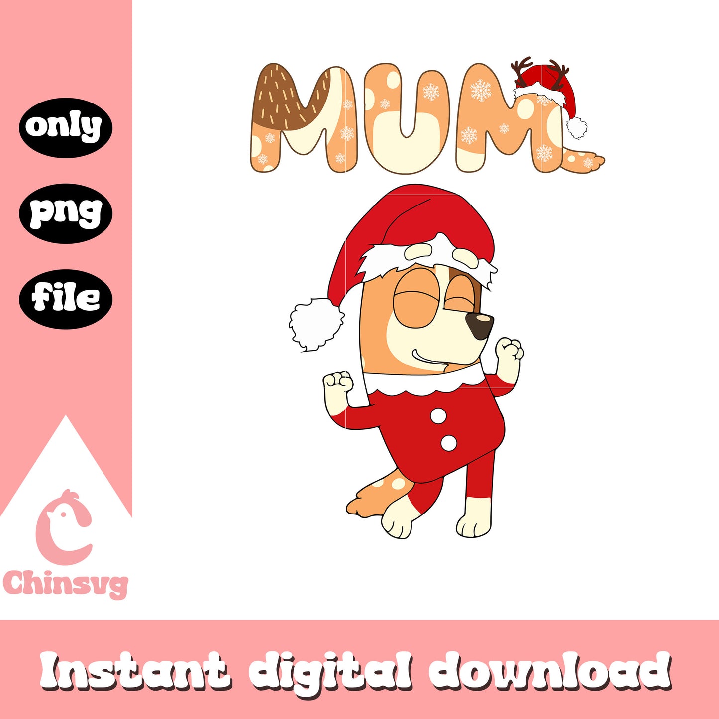 Mum dancing on christmas day png, bluey characters png