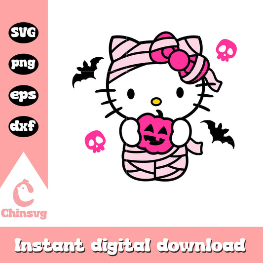 Mummy hello kitty halloween svg, halloween hello kitty svg