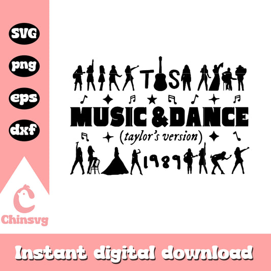 Music & dance Taylor's version svg, Taylor Swift version svg 