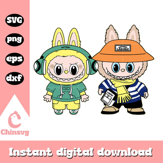 Music and adventure labubu doll drawing design svg, labubu dolls svg