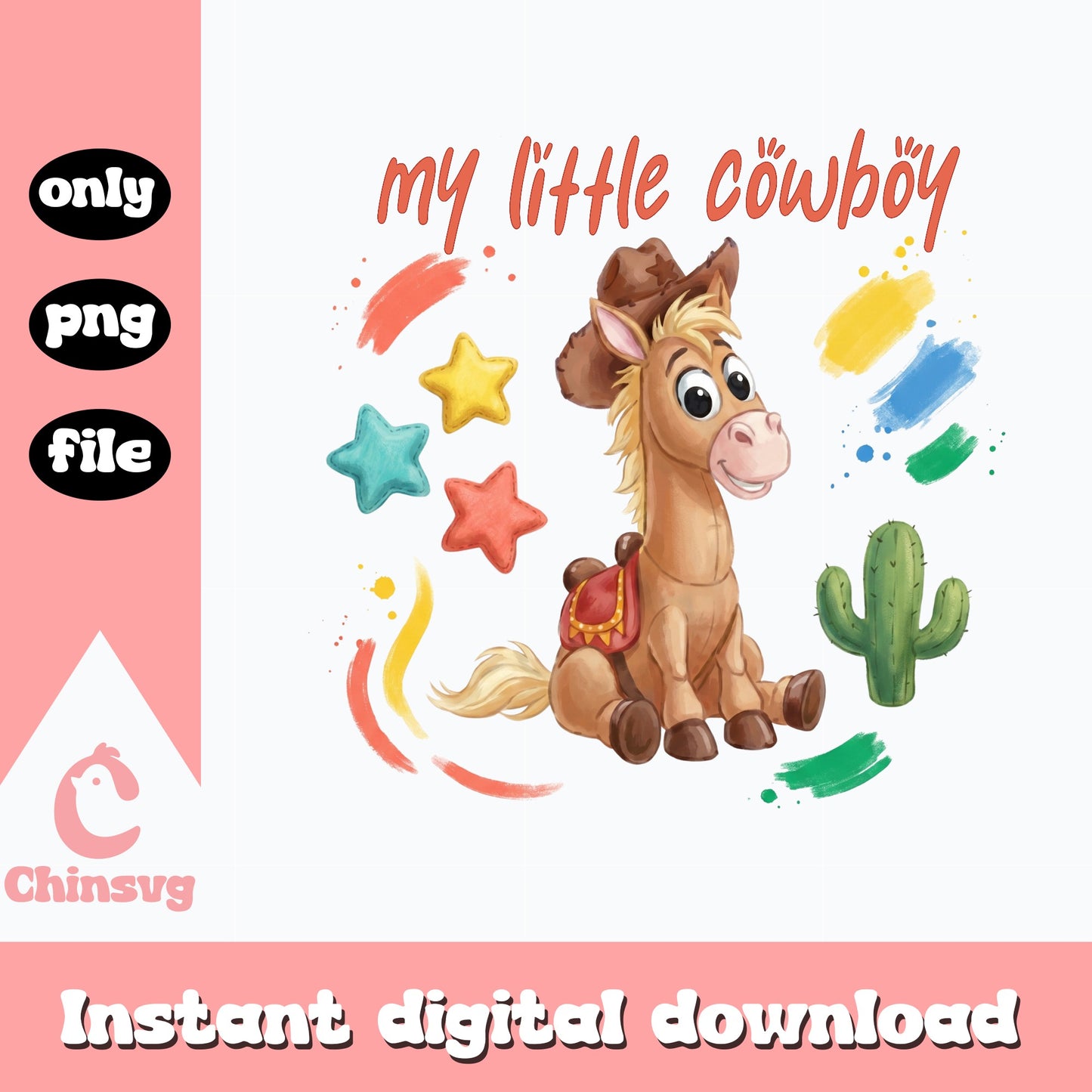 My Little Cowboy PNG, Cute Horse Cowboy Hat PNG, Western PNG
