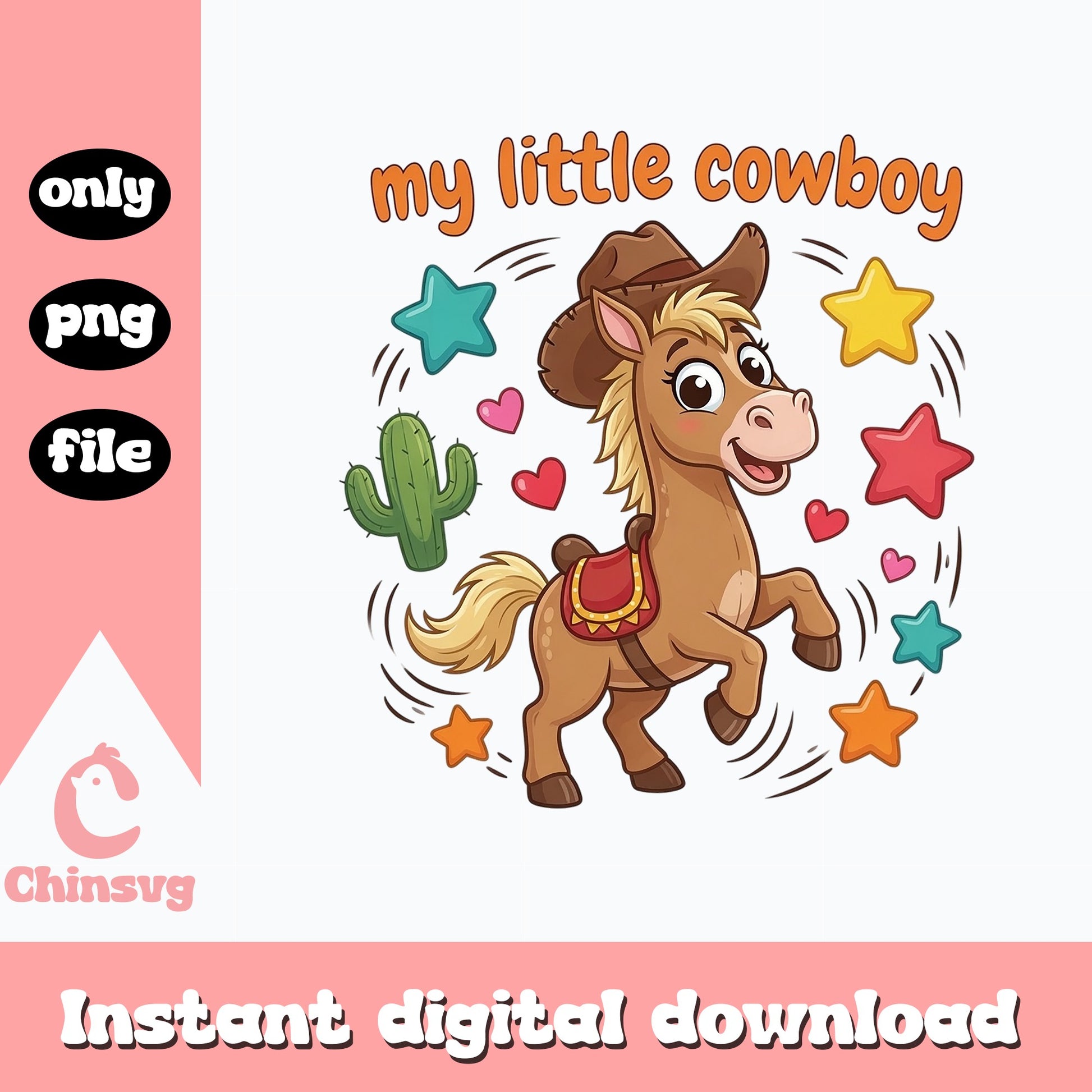 My Little Cowboy PNG, Cute Horse Cowboy PNG, Western Baby PNG