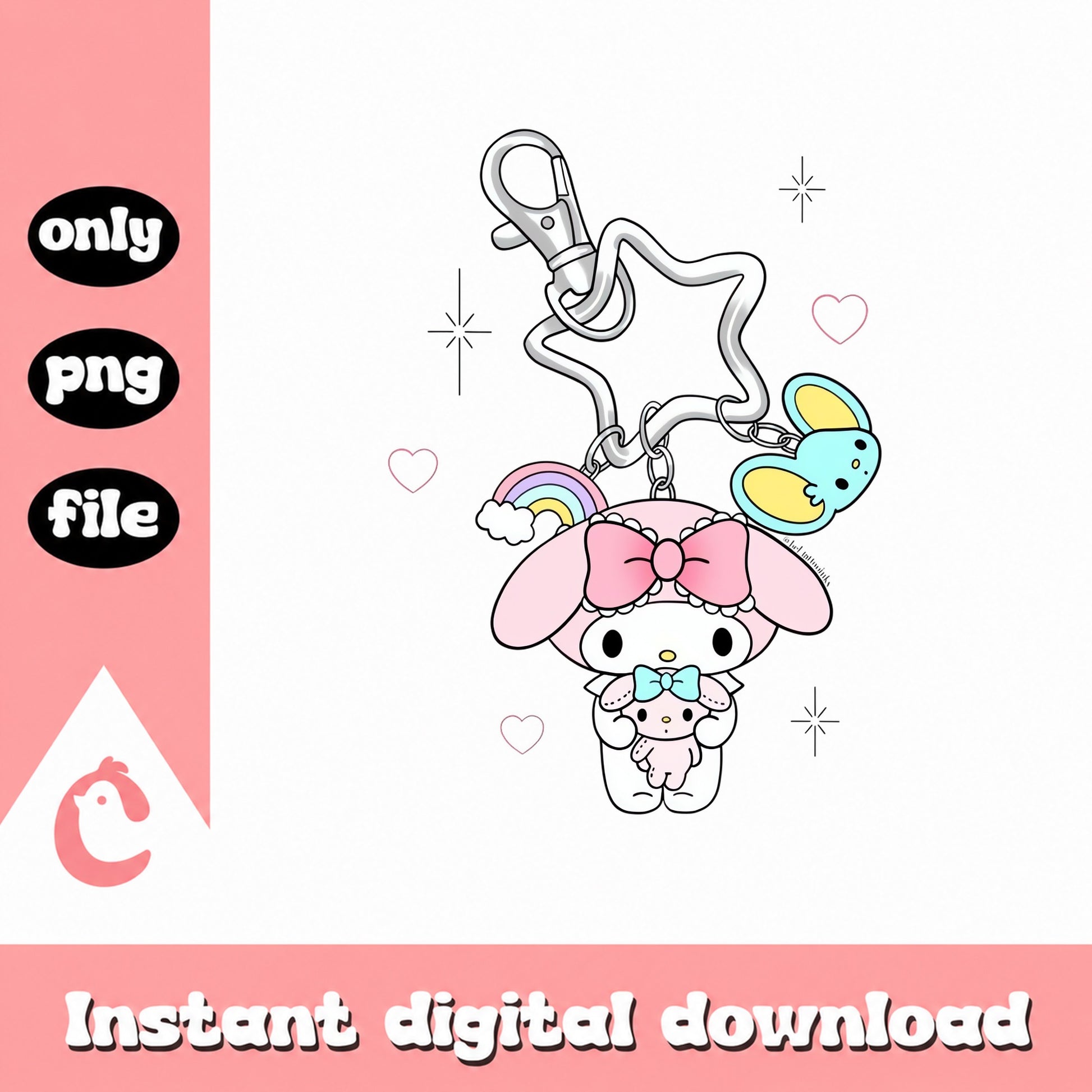 My Melody Keychain Charm PNG, Sanrio Characters, Cute Kawaii PNG