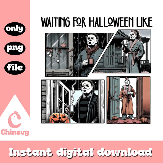 Myers coffee waiting for halloween png, michael myers png