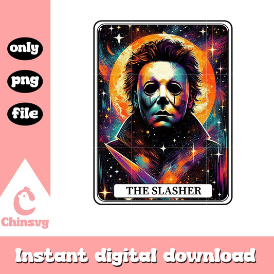 Myers the slasher tarot card png, horror halloween movies png
