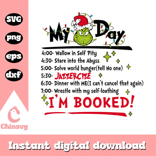 My grinch day i'm booked design svg, grinch characters svg