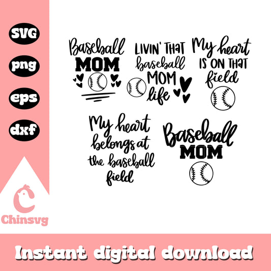 My heart belongs at the baseball field svg, baseball svg