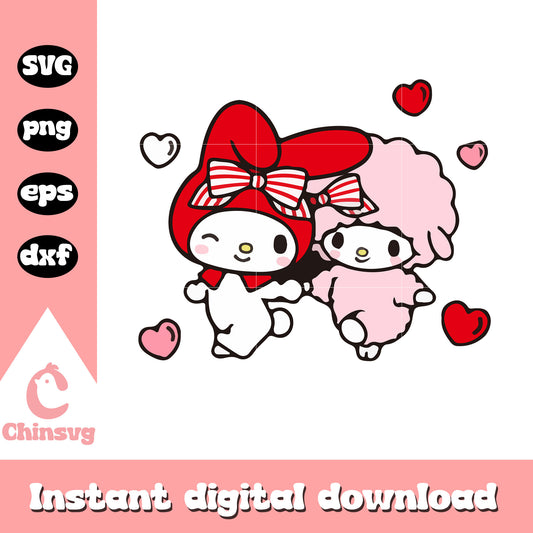 My melody and friends cartoon svg, my melody sanrio svg, cartoon sanrio svg