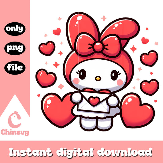 My melody and the letter valentine png, happy valentine day png