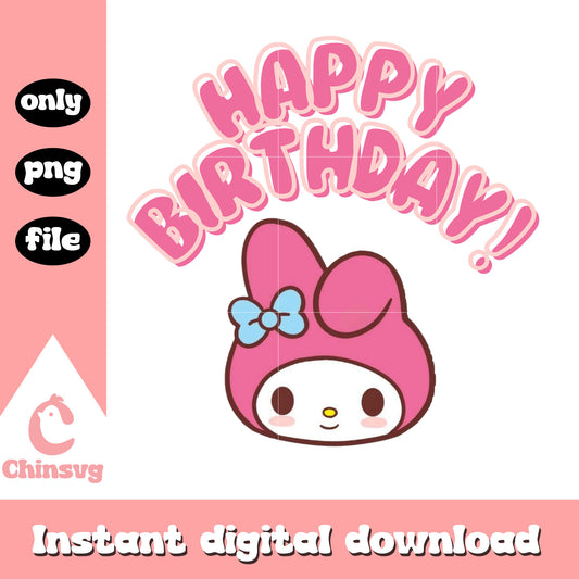 My melody happy birthday png, sanrio melody png, cartoon png