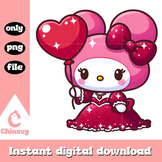 My melody happy valentine day png, valentine png, melody png