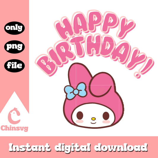 My melody head happy birthday png, birthday png, sanrio png