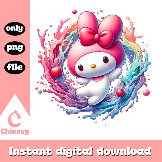 My melody splash art design png, hello kitty png, cartoon png